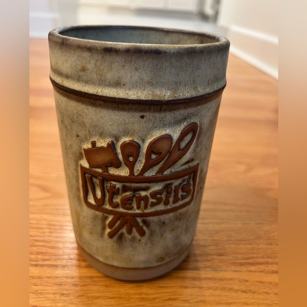 stoneware  pottery utensils canister jar or crock from the 1970s Tremar